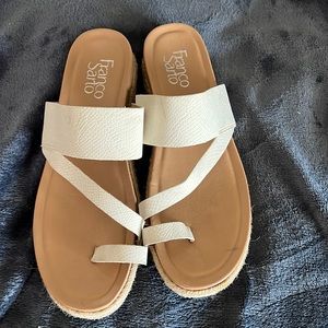 Franco Sarto Slide On Cream Sandals